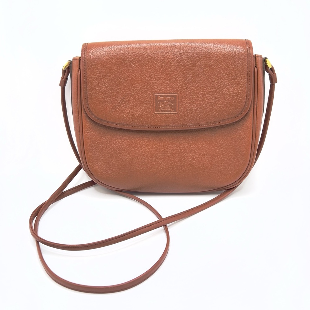 Authentic BURBERRYS Vintage Nova Check Brown Leather Shoulder Bag Crossbody EUC